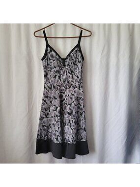 Joei & I Dress Small Black White Animal Print Halter party spaghetti straps EUC
